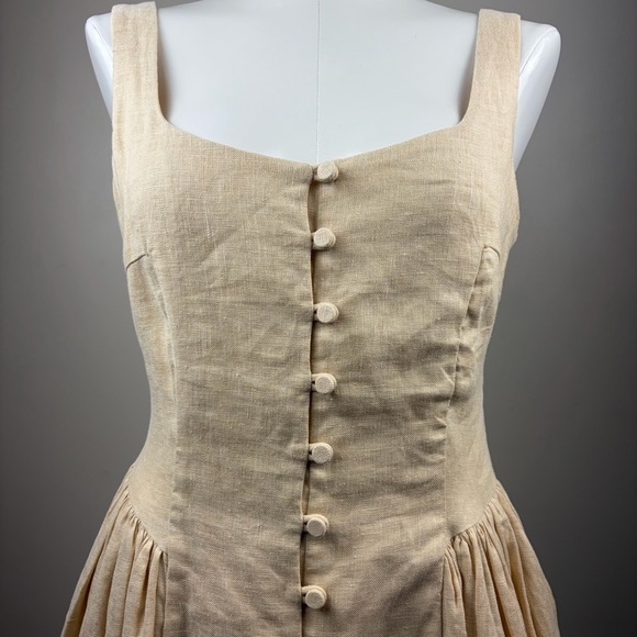 New Loeffler Randall drop waist S sand Midi Dress Cottagecore Fairy Prairie - Picture 5 of 14